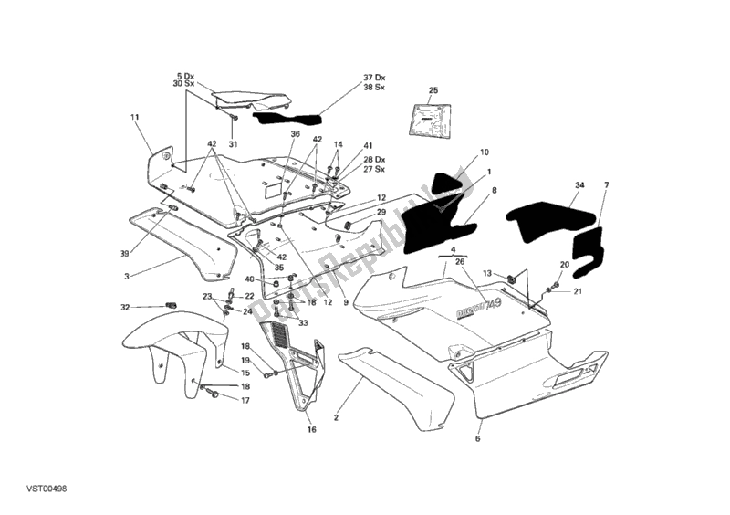 Todas as partes de Carenagem do Ducati Superbike 749 Dark 2006